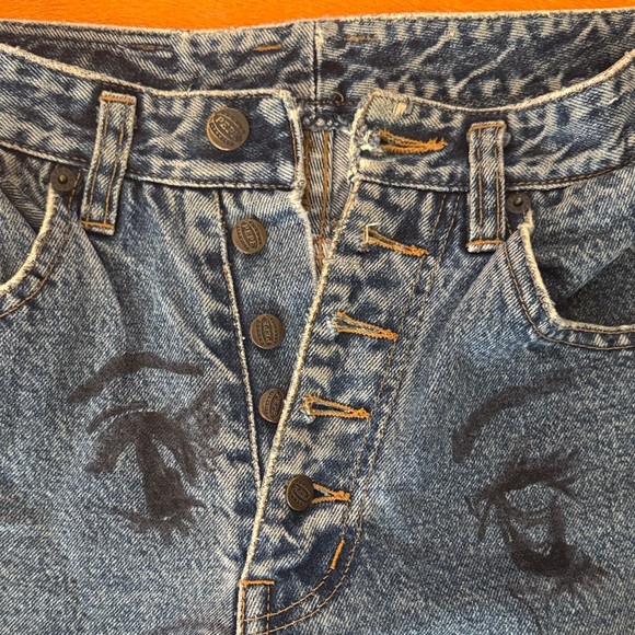 Blue Graphic Anime Style Women Jeans - Picture 2 of 7